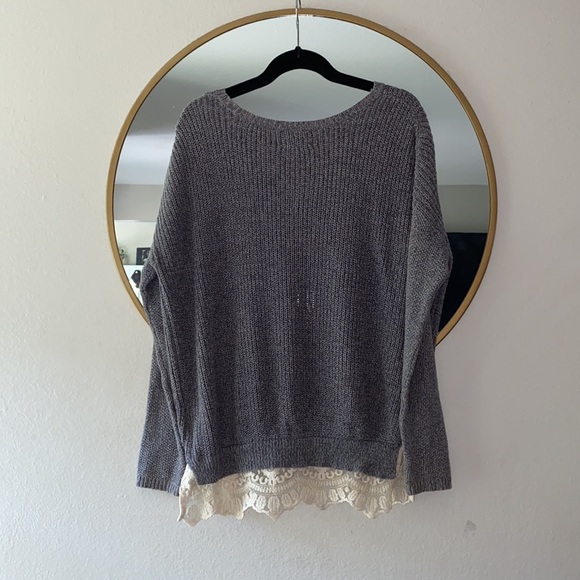 urban outfitters gray sweater with cream lace detail on bottom - Picture 5 of 5